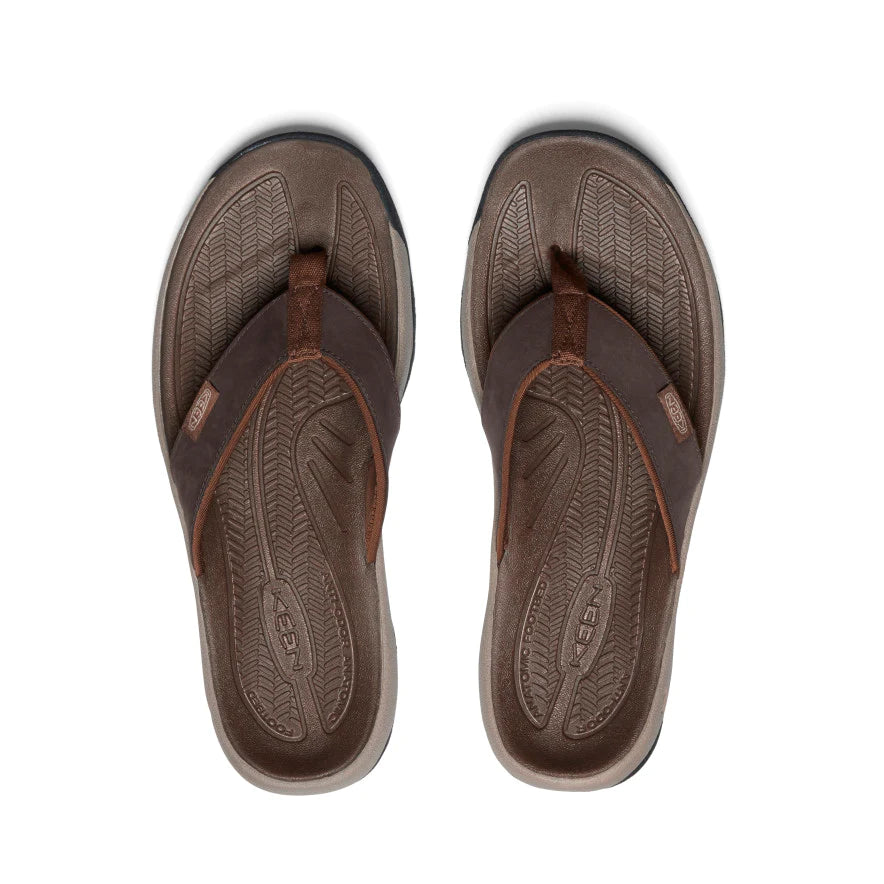 Men's Keen Kona Leather Flip Flop Color: Java / Dark Earth  6