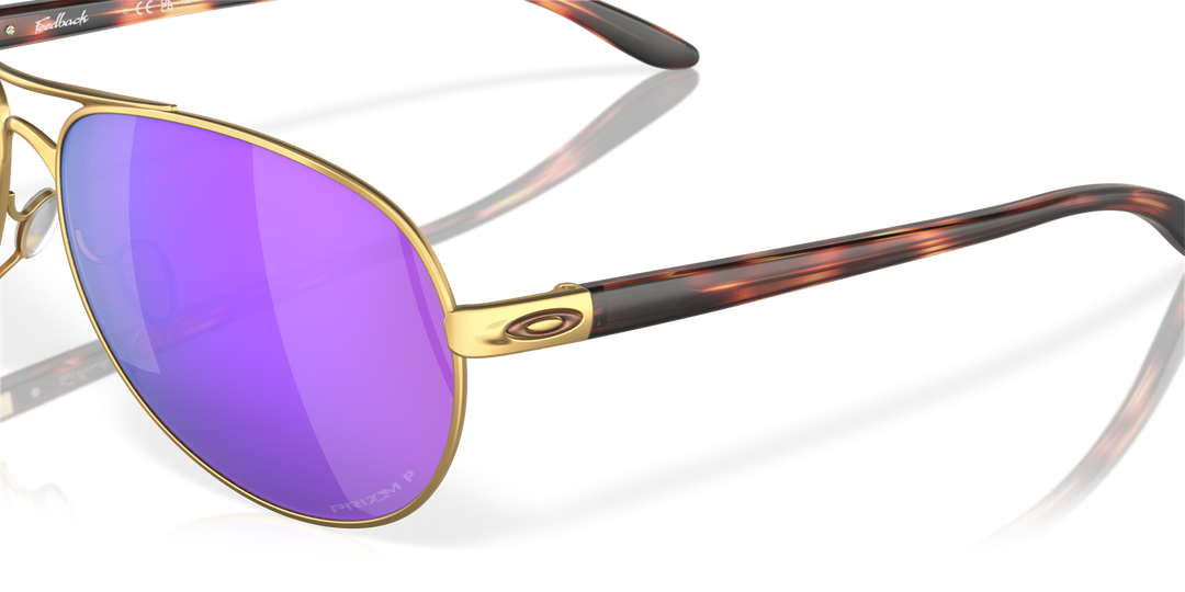 Oakley Feedback Color Prizm Violet Polarized Lenses Satin Gold Frame Brown s Shoe Fit Co. Longmont