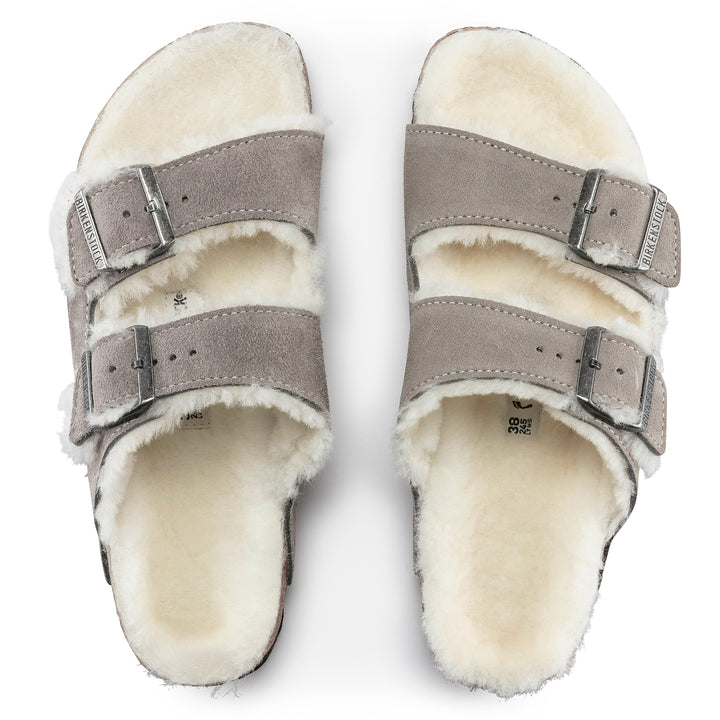 Unisex Birkenstock Arizona Shearling Suede Leather Color: Stone Coin 3