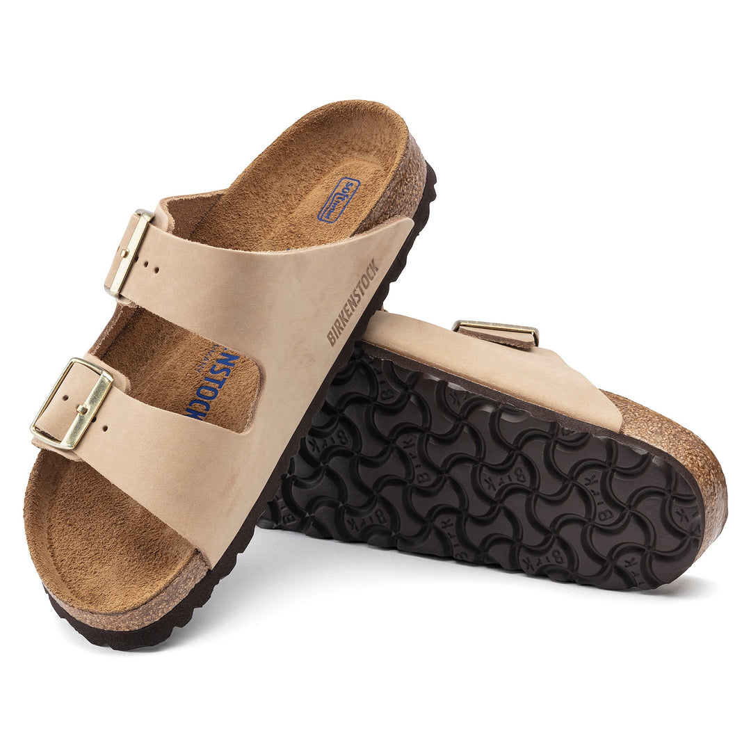Women's Birkenstock Arizona Soft Footbed Nubuck Leather Color: Sandcastle (REGULAR/WIDE WIDTH)