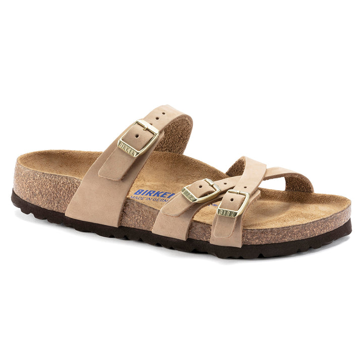 Women's Birkenstock Franca Soft Footbed Nubuck Leather Color: Sandcastle 3