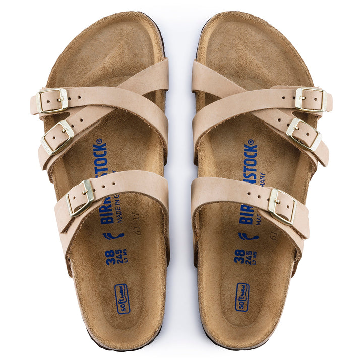 Women's Birkenstock Franca Soft Footbed Nubuck Leather Color: Sandcastle 2