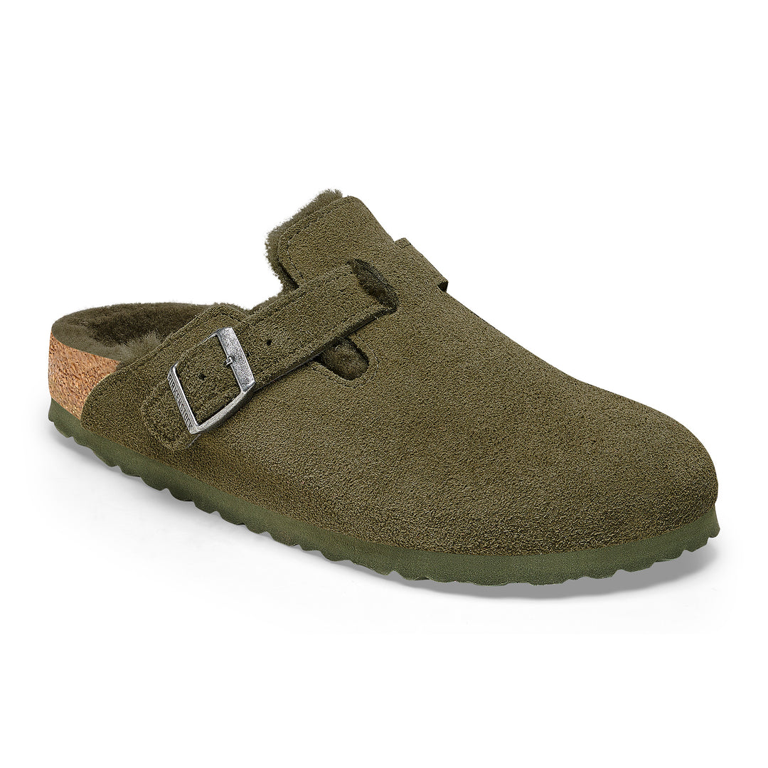 Birkenstock Boston Shearling Suede Leather Color: Thyme  2
