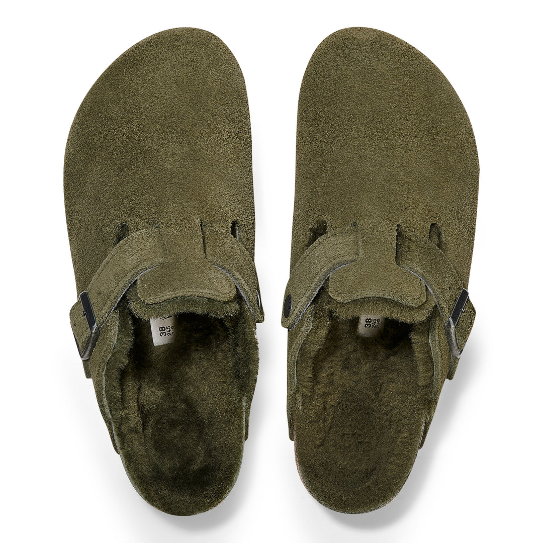 Birkenstock Boston Shearling Suede Leather Color: Thyme  3