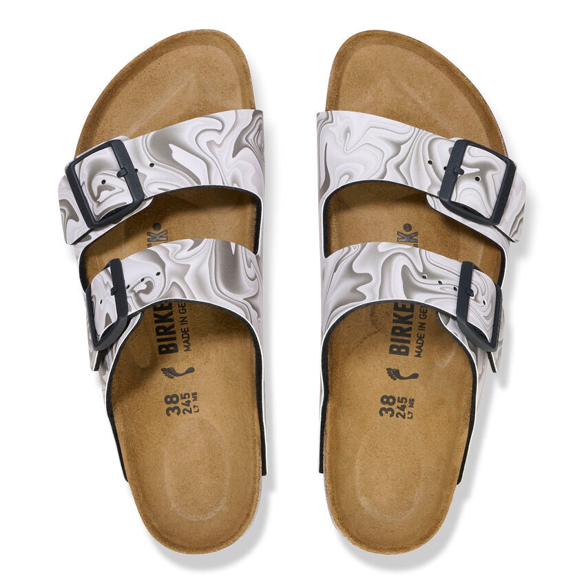 Women's Birkenstock Arizona Birko-Flor Color: Black/White (MEDIUM/NARROW WIDTH) 3