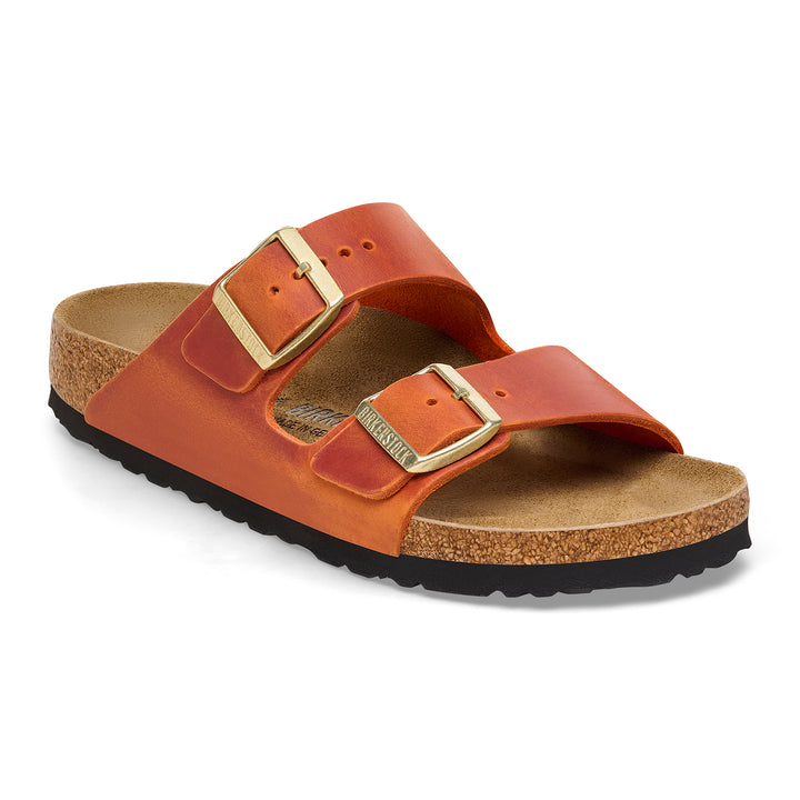 Women's Birkenstock Arizona Oiled Leather Color: Burnt Orange (MEDIUM/NARROW WIDTH)