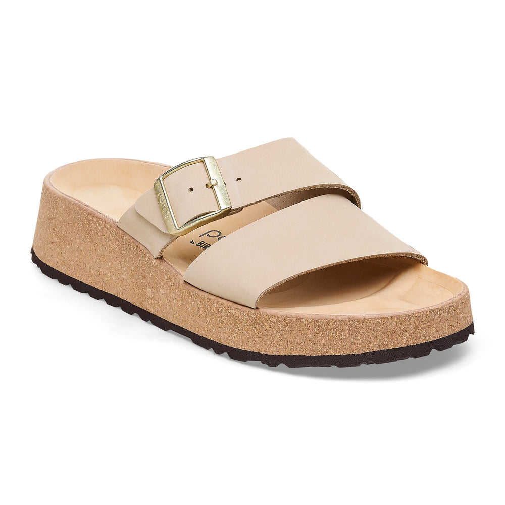 Women's Birkenstock Papillio Almina Nubuck Leather Color: Sandcastle  2