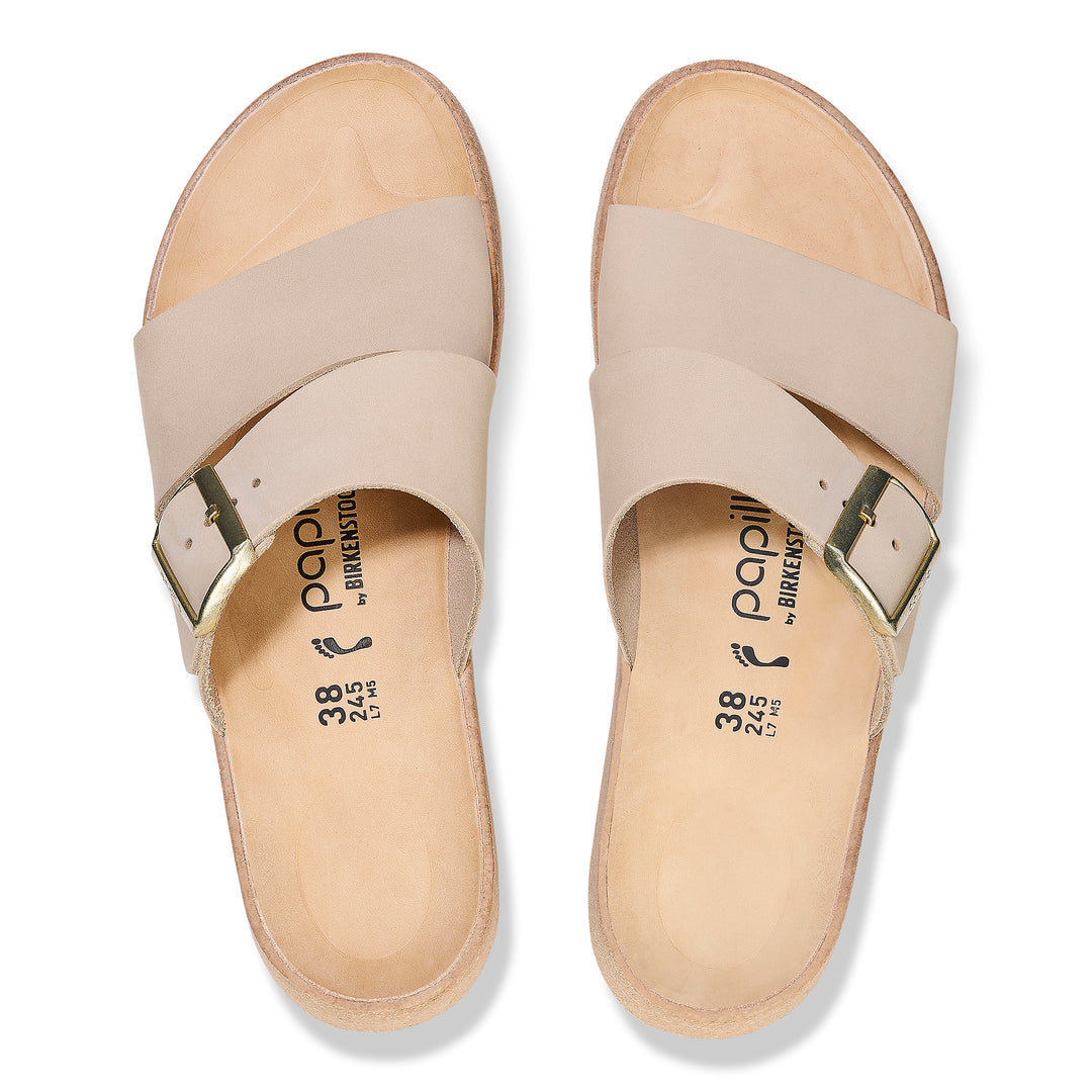 Women's Birkenstock Papillio Almina Nubuck Leather Color: Sandcastle  3