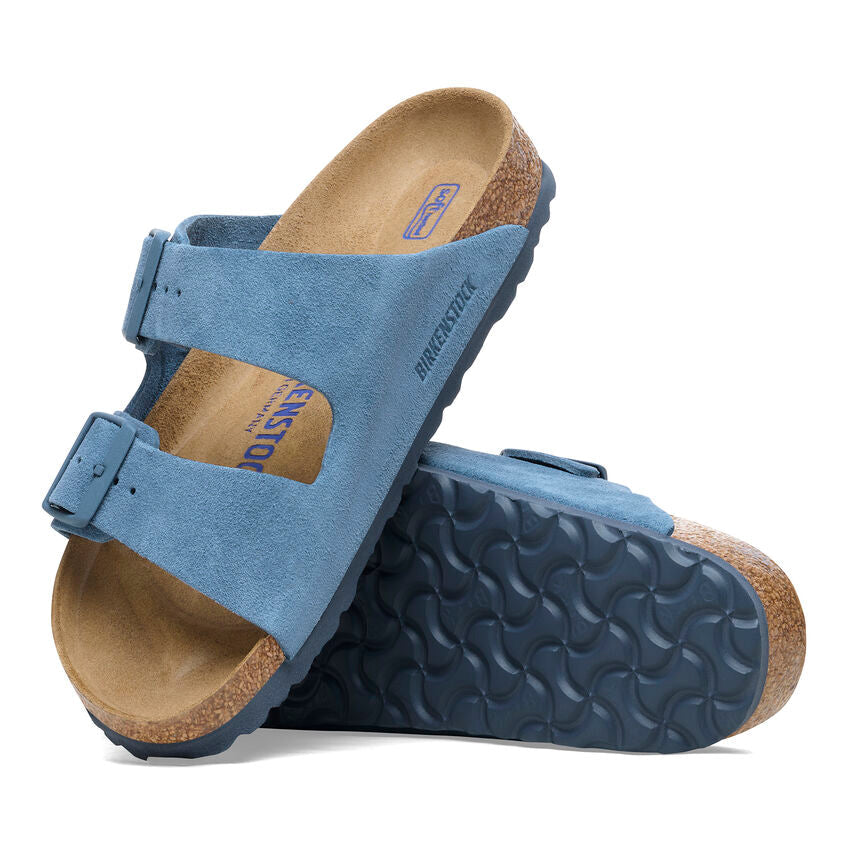 Women's Birkenstock Arizona Soft Footbed Suede Leather Color: Elemental Blue (MEDIUM/NARROW WIDTH) 1