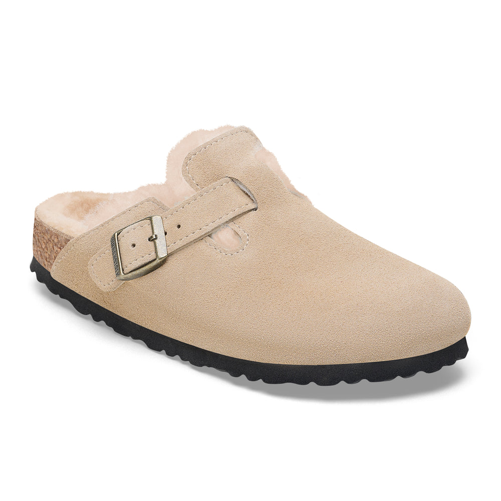 Unisex Birkenstock Boston Shearling Suede Leather Color: Taupe 2