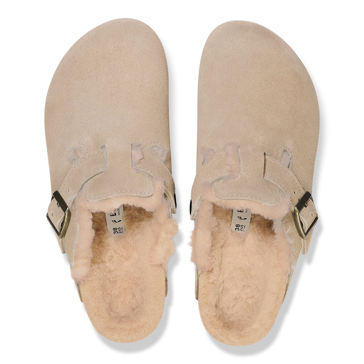 Unisex Birkenstock Boston Shearling Suede Leather Color: Taupe 3