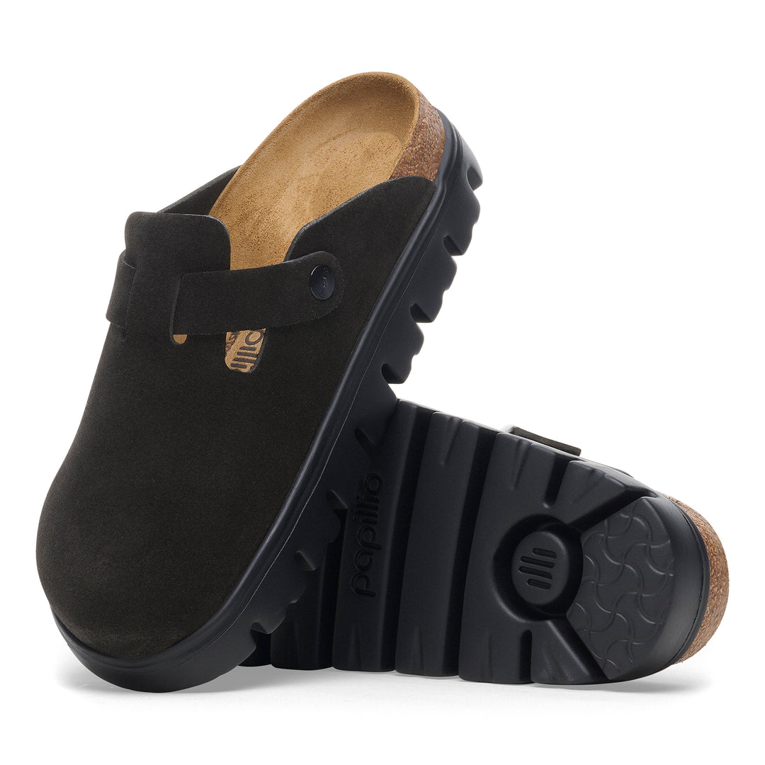 Women's Birkenstock Papillio Boston Chunky Suede Leather Color: Black 1