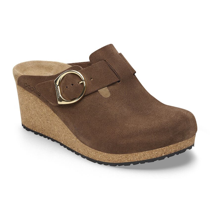 Women's Birkenstock Fanny Ring-Buckle Suede Leather Color: Dark Tea  2