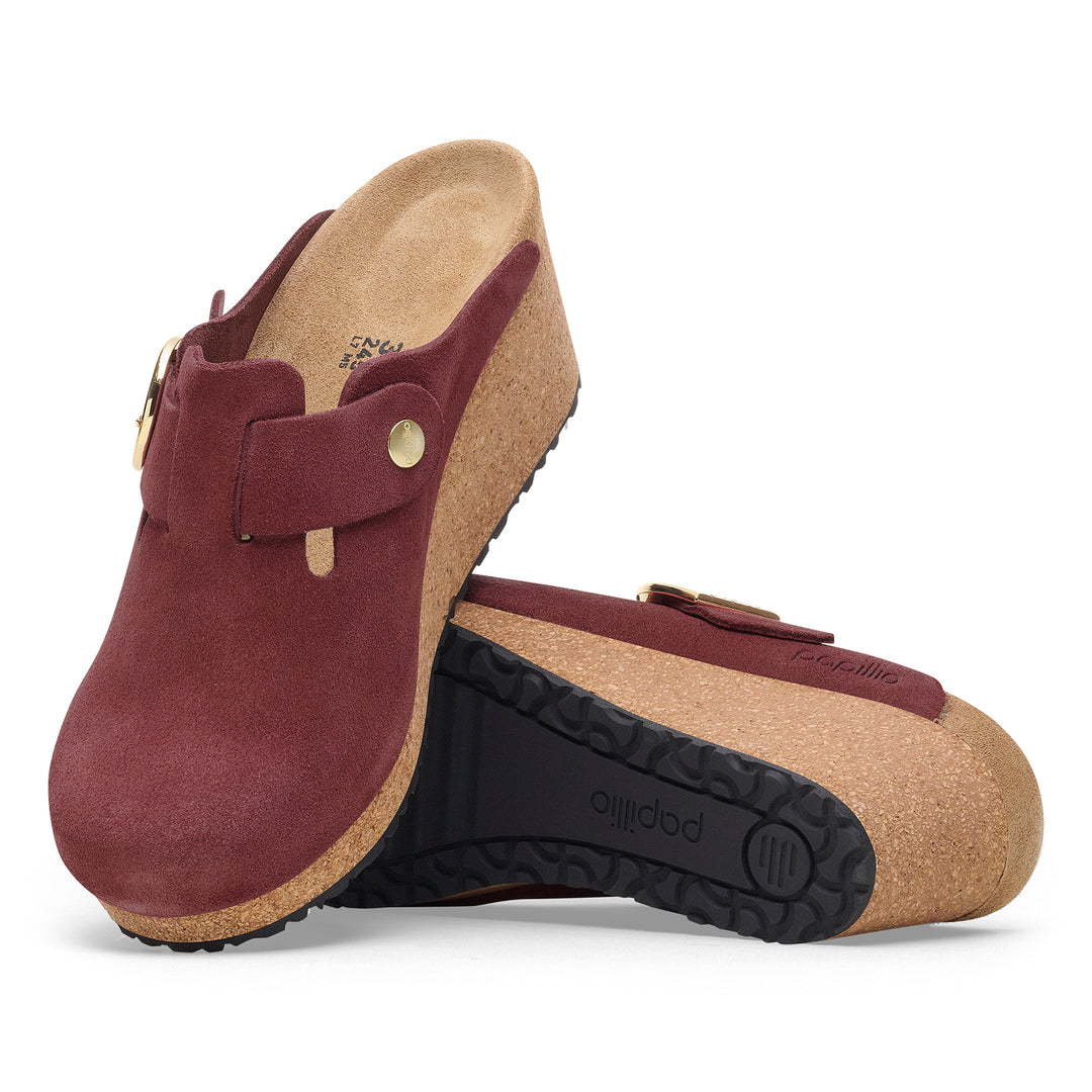 Women's Birkenstock Fanny Ring-Buckle Suede Leather Color: Berry Crush 1