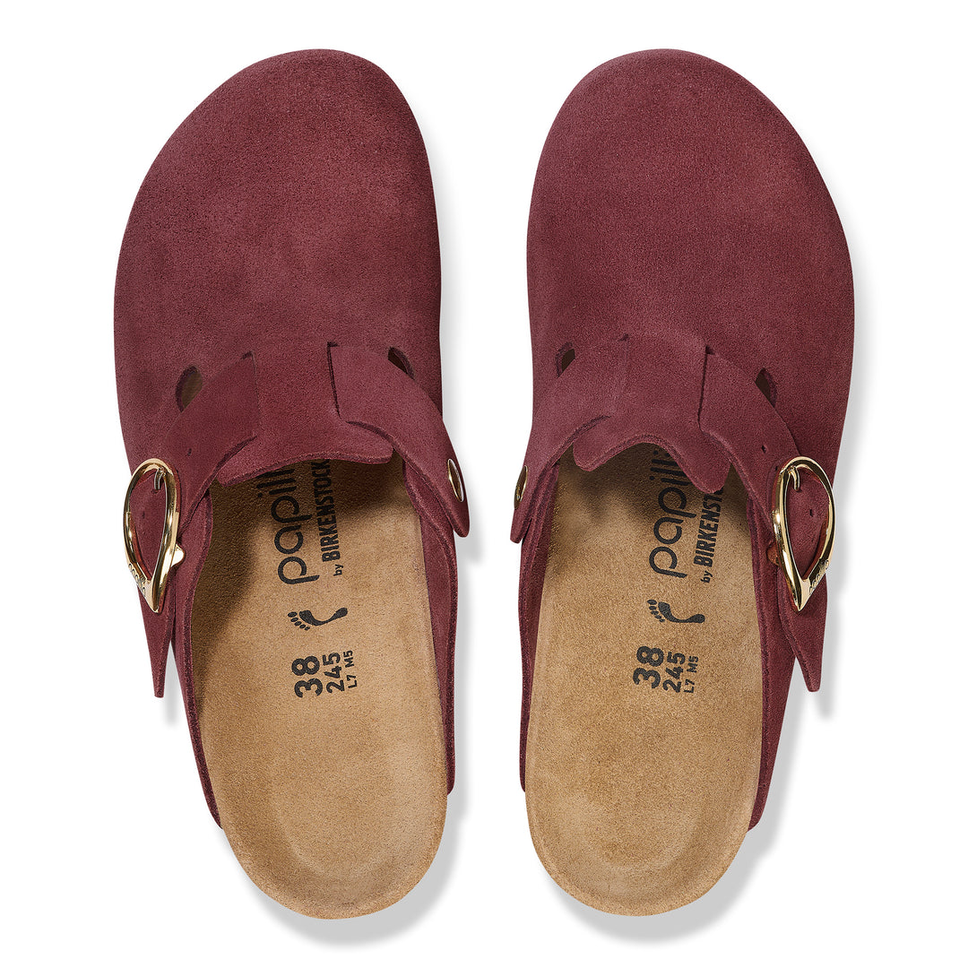 Women's Birkenstock Fanny Ring-Buckle Suede Leather Color: Berry Crush 4