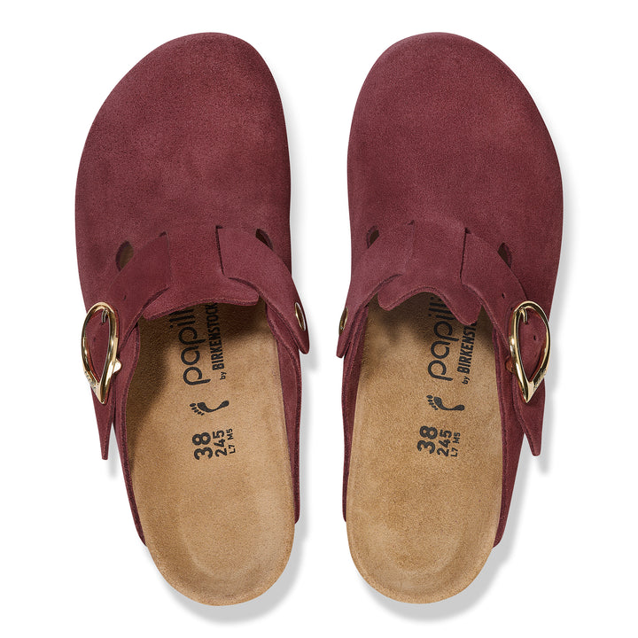 Women's Birkenstock Fanny Ring-Buckle Suede Leather Color: Berry Crush 4