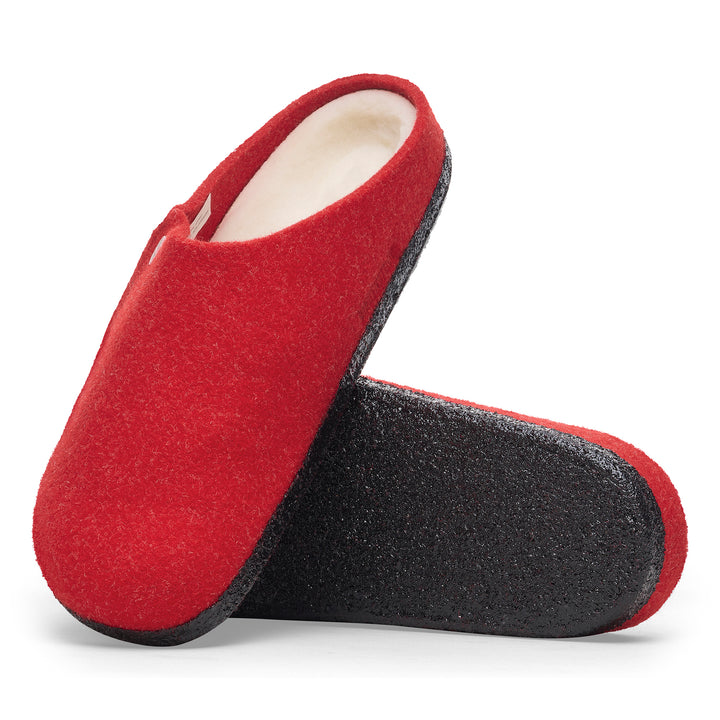 Women's Birkenstock Zermatt Shearling Wool Felt Slipper Color: Active Red 1