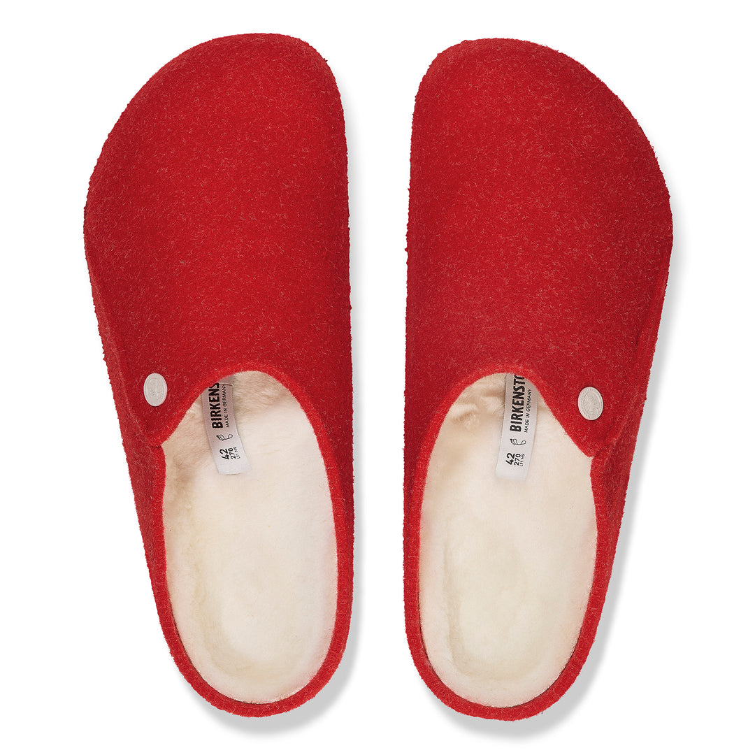 Women's Birkenstock Zermatt Shearling Wool Felt Slipper Color: Active Red 3