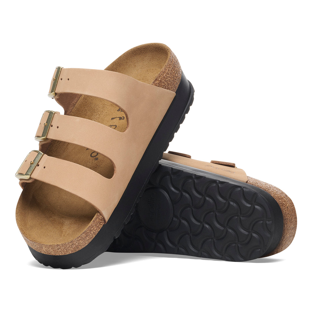Women's Birkenstock Florida Flex Platform Nubuck Leather Color: Sandcastle 1