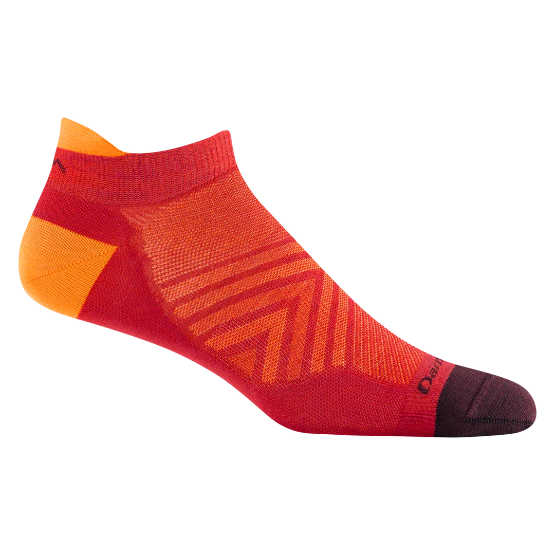 Men's Darn Tough No Show Tab No Cushion Ultra-Lightweight Running Sock Color: Race Red  
