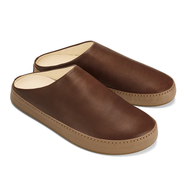 Men's Olukai Hamani Leather Mules Color: Toffee / Tan  1