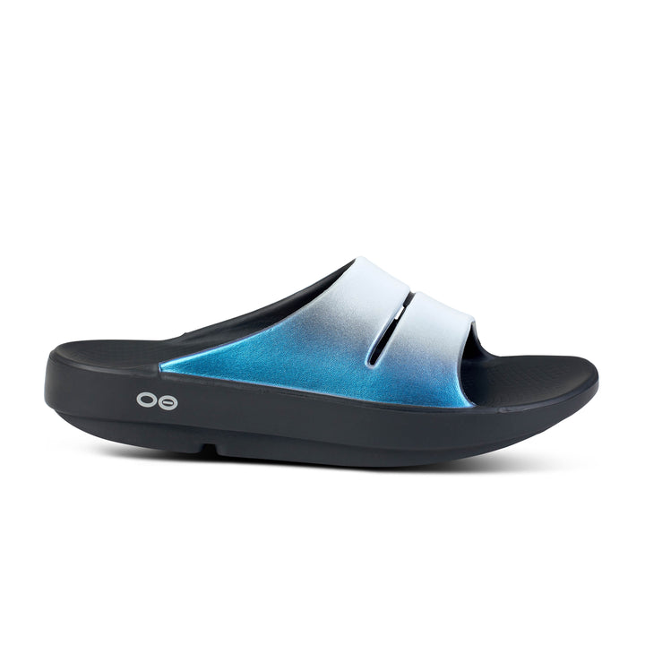 Women's Oofos OOahh Luxe Slide Color: Frost  2