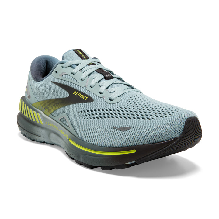 Men's Brooks Adrenaline GTS 23 Color: Cloud Blue/Goblin Blue/Lime 1