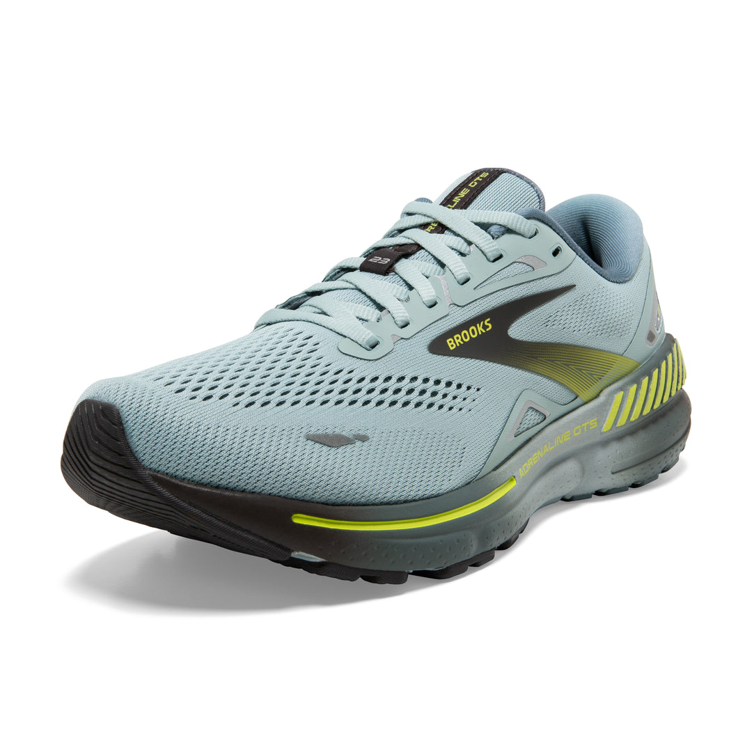 Men's Brooks Adrenaline GTS 23 Color: Cloud Blue/Goblin Blue/Lime 7