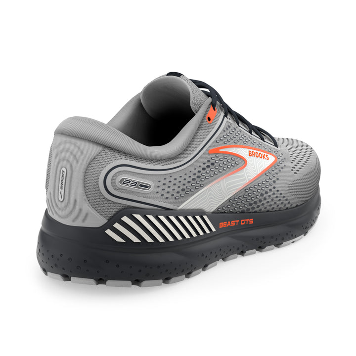 Men's Brooks Beast GTS 23 Color: Grey/Scarlet/Ebony (WIDE WIDTH)