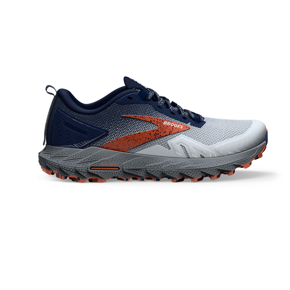 Men's Brooks Cascadia 17 Color: Blue/ Navy/ Firecracker (WIDE WIDTH)