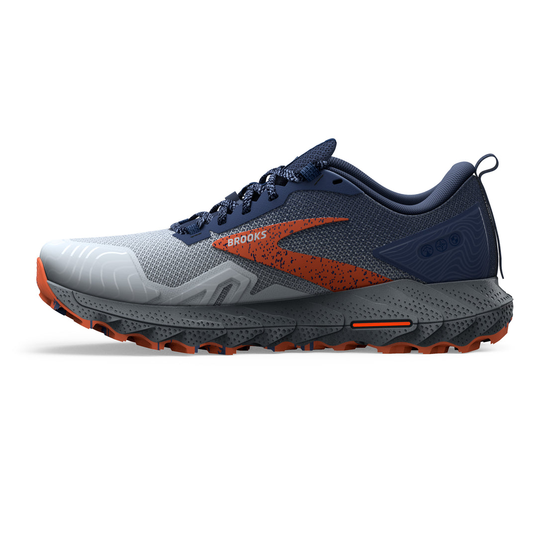 Men's Brooks Cascadia 17 Color: Blue/ Navy/ Firecracker (WIDE WIDTH)