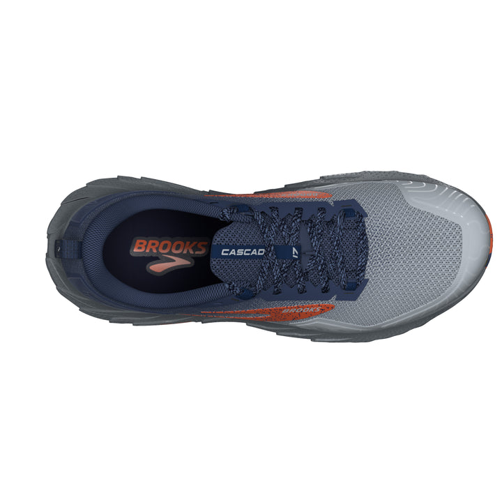 Men's Brooks Cascadia 17 Color: Blue/ Navy/ Firecracker (WIDE WIDTH)