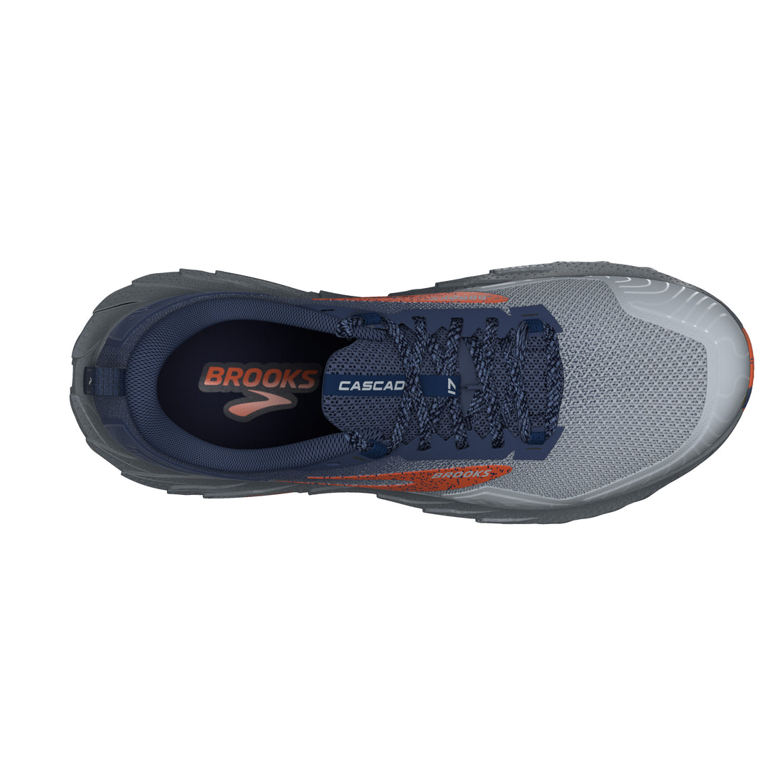 Men's Brooks Cascadia 17 Color: Blue/ Navy/ Firecracker