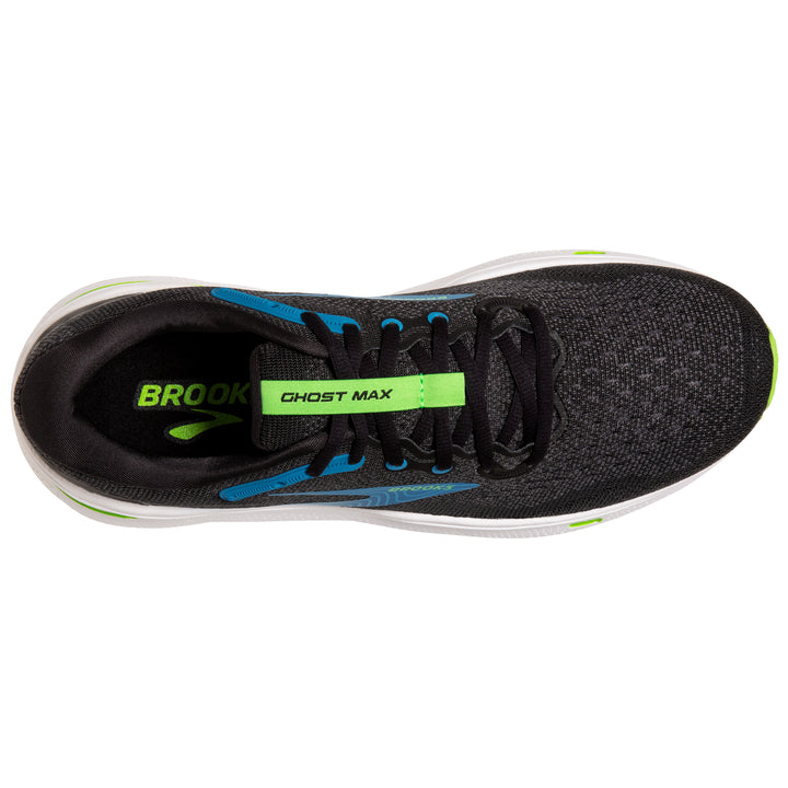 Men's Brooks Ghost Max Color: Black/Atomic Blue/Jasmine (EXTRA WIDE WIDTH)