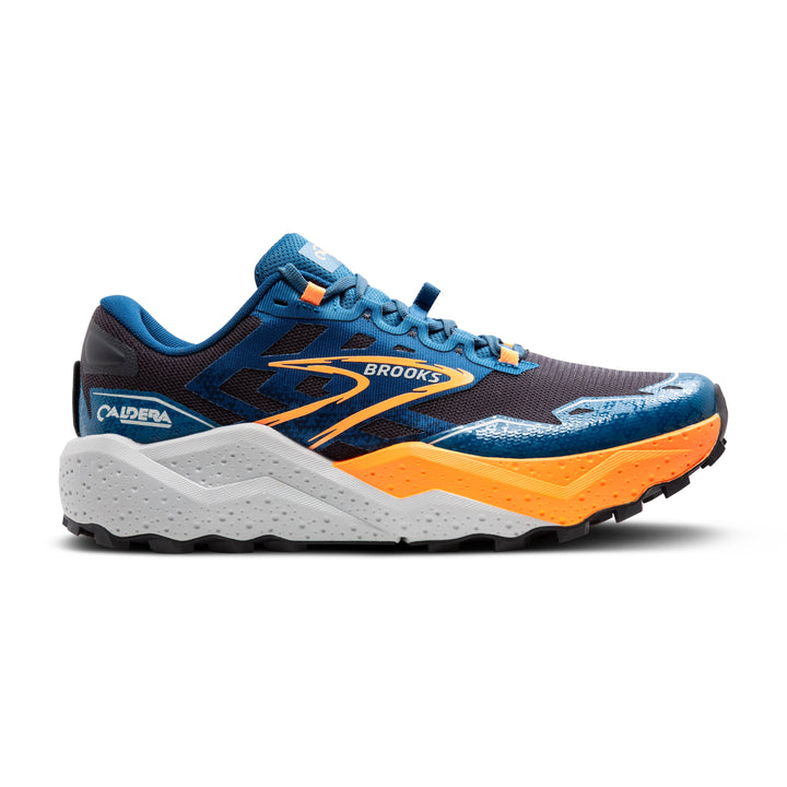 Men's Brooks Caldera 7 Color: Ebony/ Blue Sapphire / Orange  2