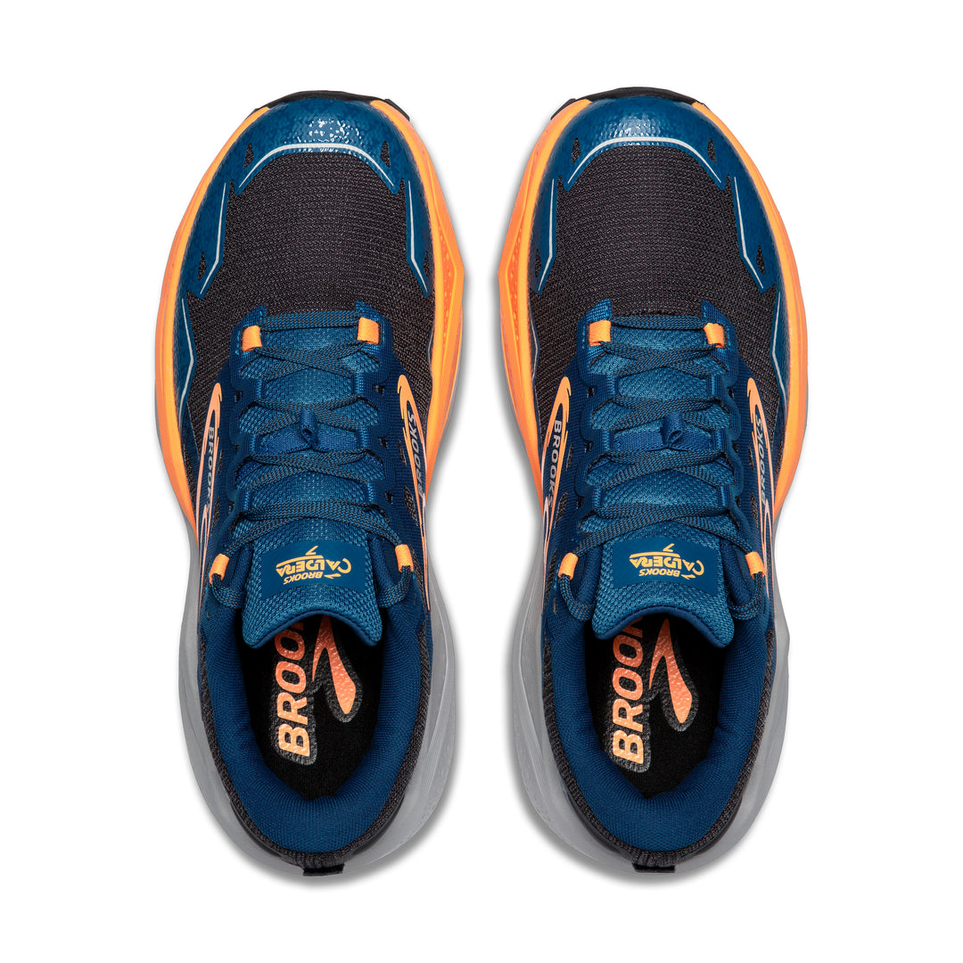 Men's Brooks Caldera 7 Color: Ebony/ Blue Sapphire / Orange  5