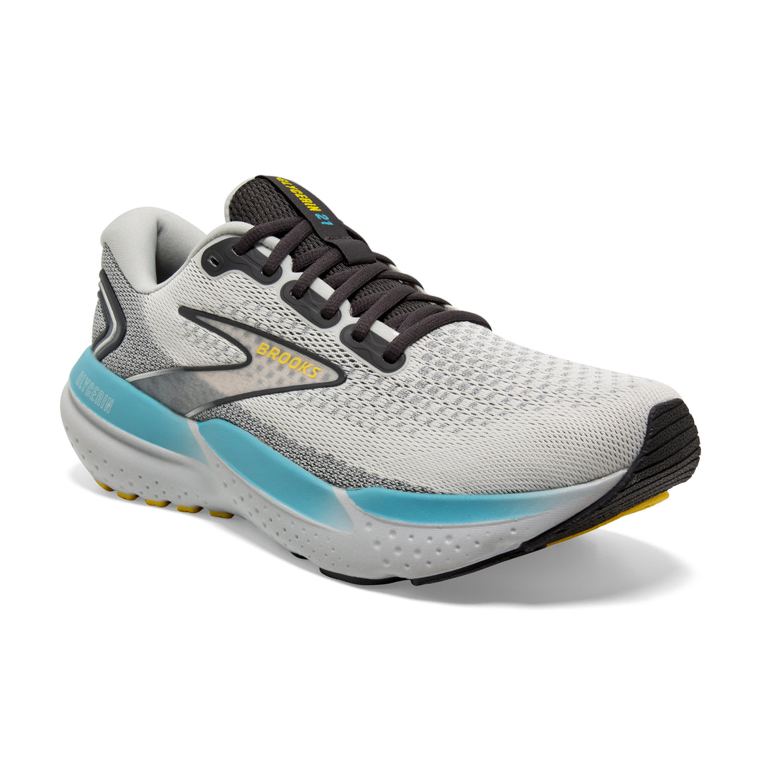 Men's Brooks Glycerin 21 Color: Coconut/Forged Iron/Yellow 1