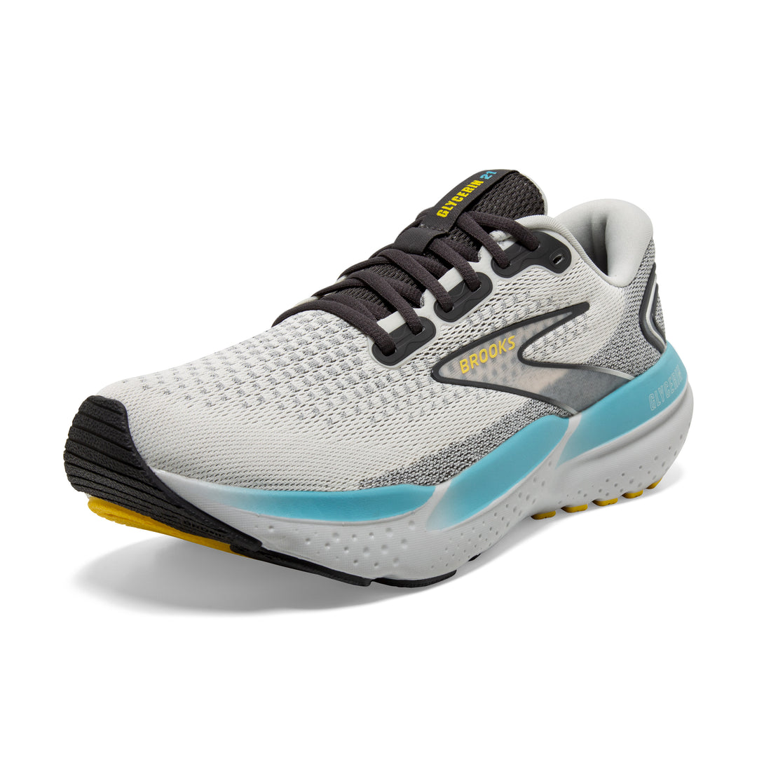 Men's Brooks Glycerin 21 Color: Coconut/Forged Iron/Yellow 7