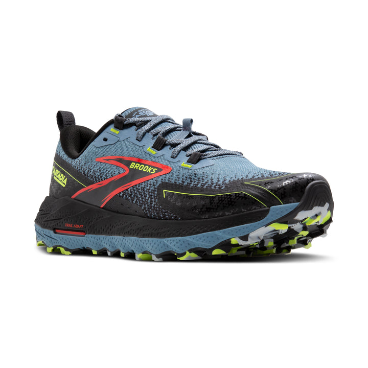 Men's Brooks Cascadia 18 Color: Citadel/Ebony/Lime 1