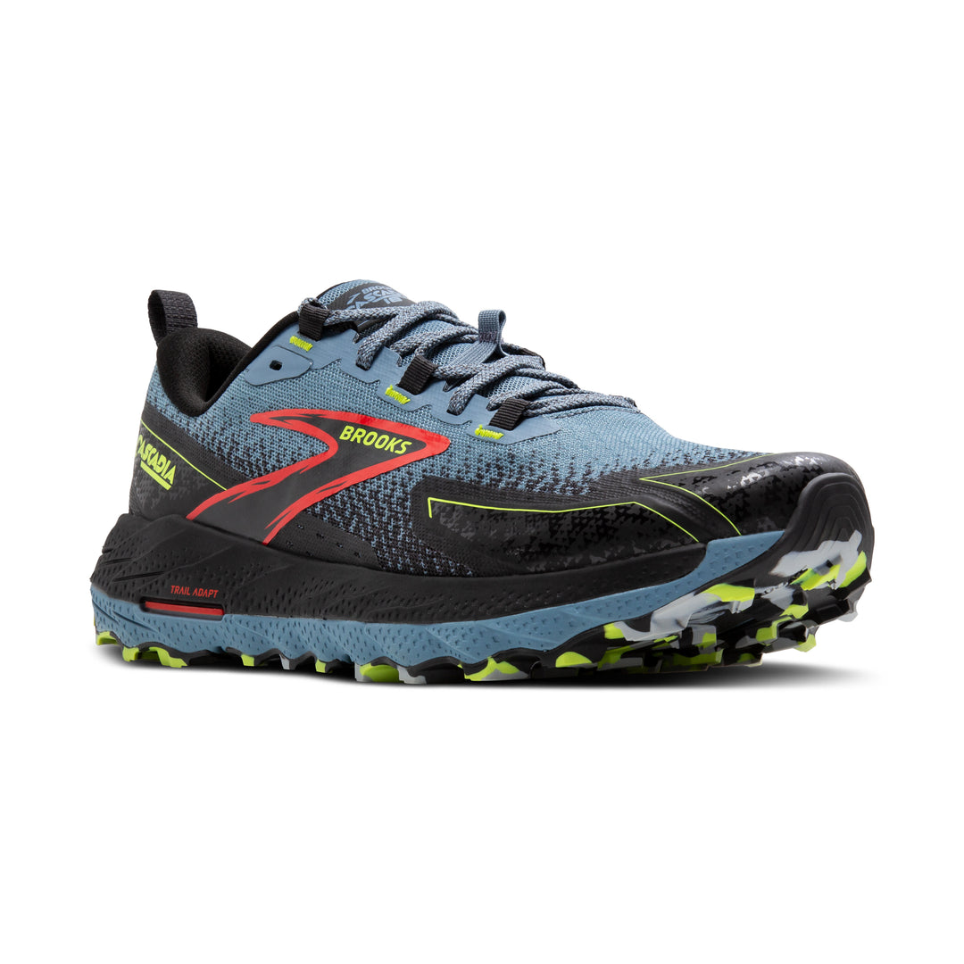 Men's Brooks Cascadia 18 Color: Citadel/Ebony/Lime (WIDE WIDTH) 1