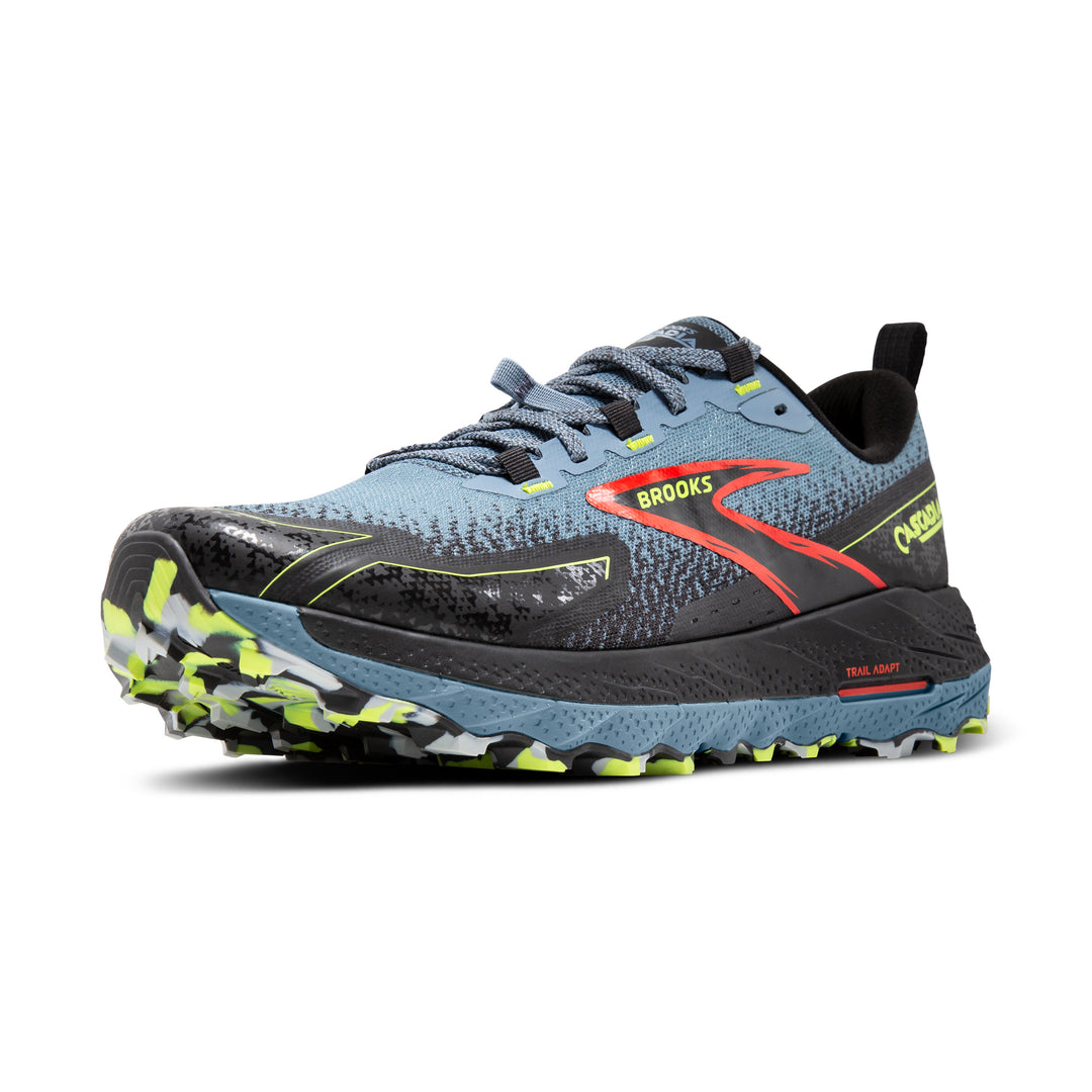 Men's Brooks Cascadia 18 Color: Citadel/Ebony/Lime 7