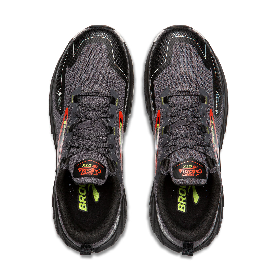 Men's Brooks Cascadia 18 GTX Color: Black Pearl/ Tomato  5