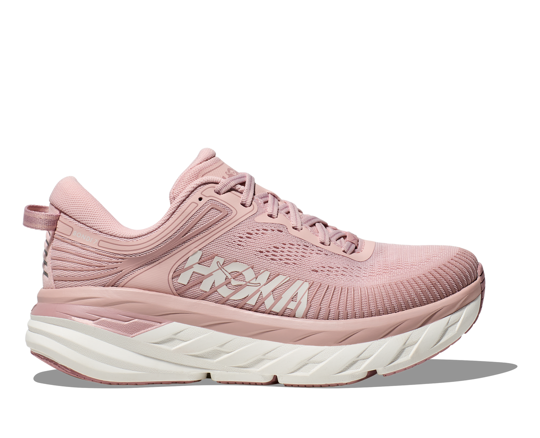 Women's Hoka Bondi 7 Color: Peach Whip / White (WIDE WIDTH) 3