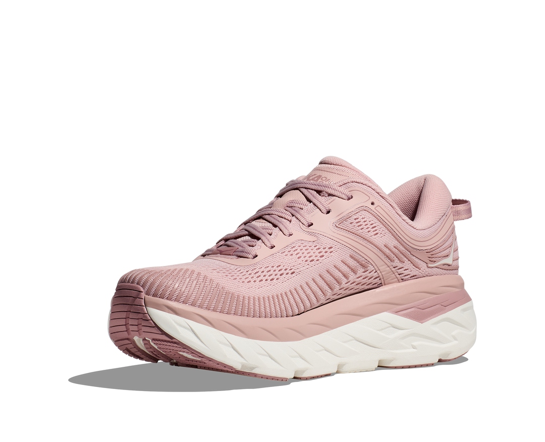 Women's Hoka Bondi 7 Color: Peach Whip / White (WIDE WIDTH) 2