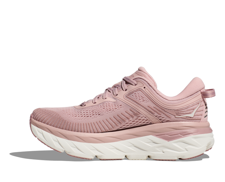 Women's Hoka Bondi 7 Color: Peach Whip / White (WIDE WIDTH) 8