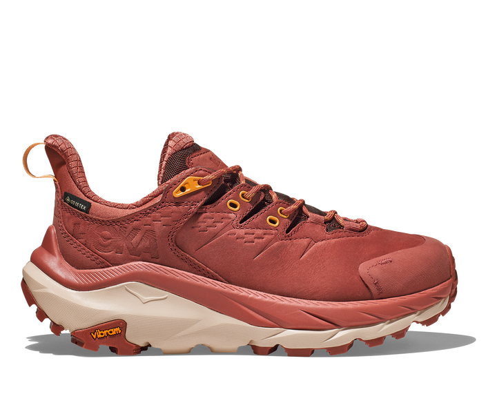 Women's Hoka Kaha 2 Low GTX Color: Hot Sauce / Shifting Sand