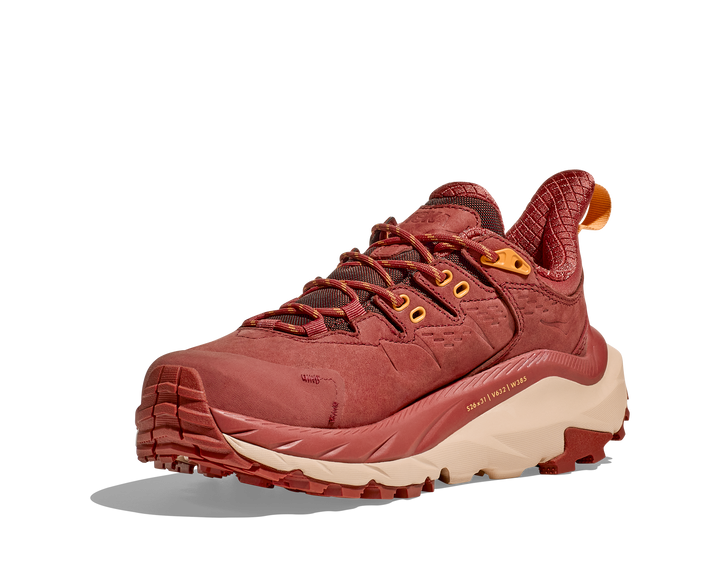 Women's Hoka Kaha 2 Low GTX Color: Hot Sauce / Shifting Sand