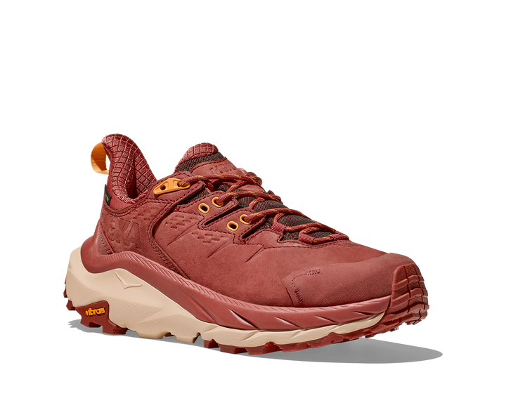 Women's Hoka Kaha 2 Low GTX Color: Hot Sauce / Shifting Sand