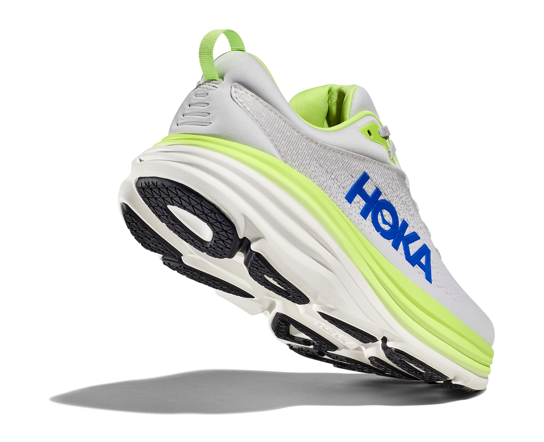 Men's Hoka Bondi 8 Color: Stardust/ Lettuce (WIDE WIDTH) 5