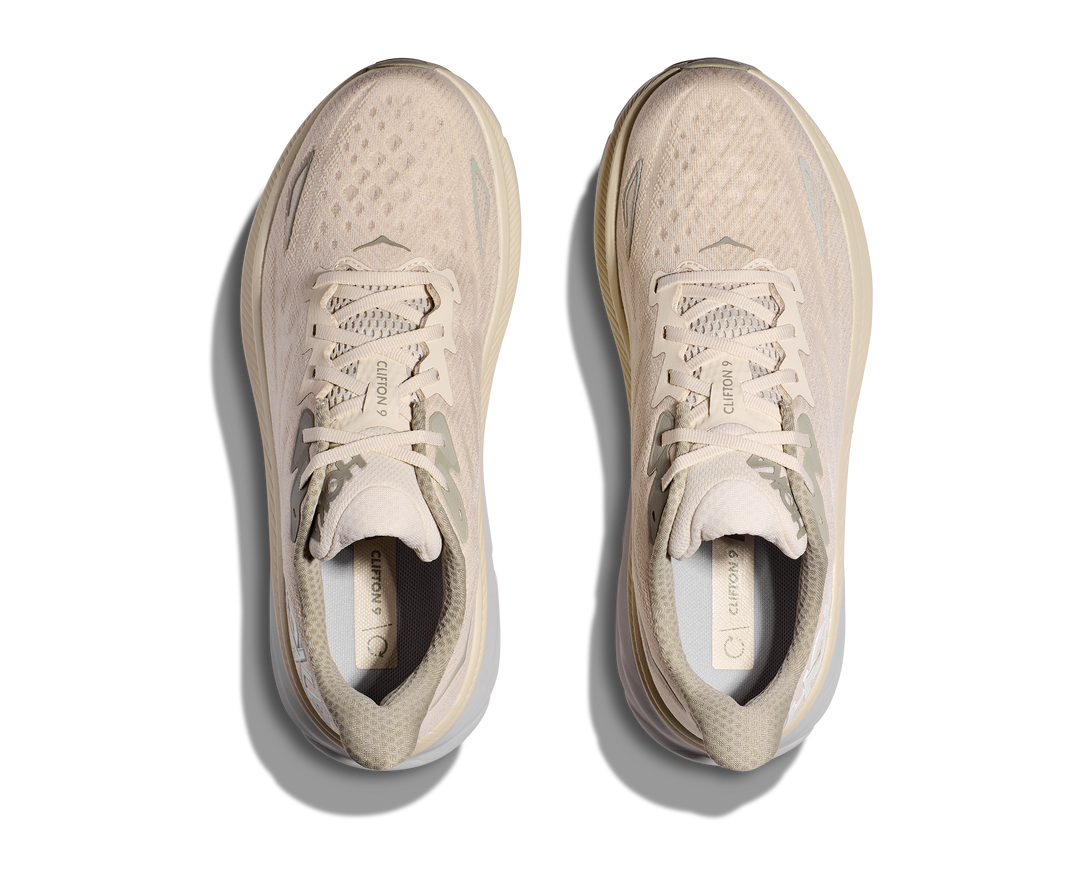 Men's Hoka Clifton 9 Color: Oat Milk / Barley (WIDE WIDTH) 6